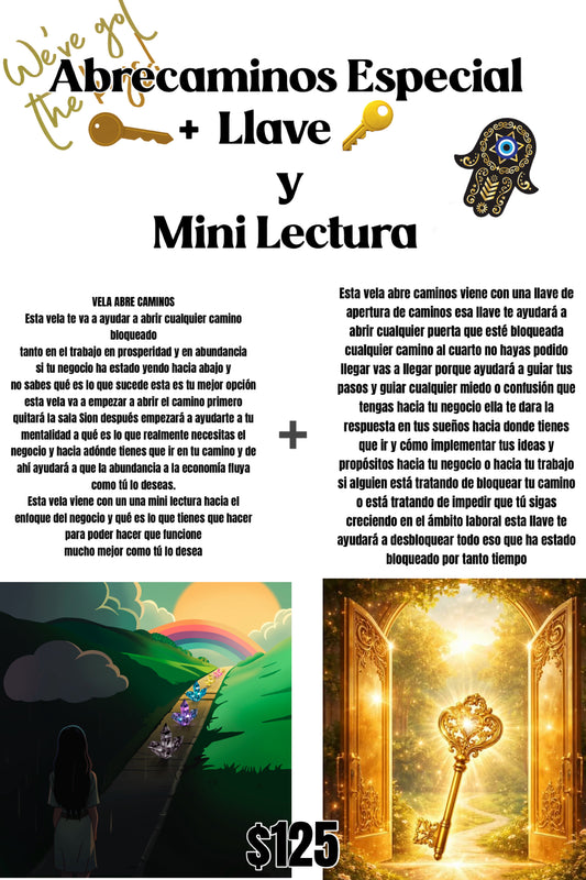 Vela Abrecaminos +Llave para abrecaminos y mini lectura de 5 minutos (ESPECIAL DE MARZO 18,2026)